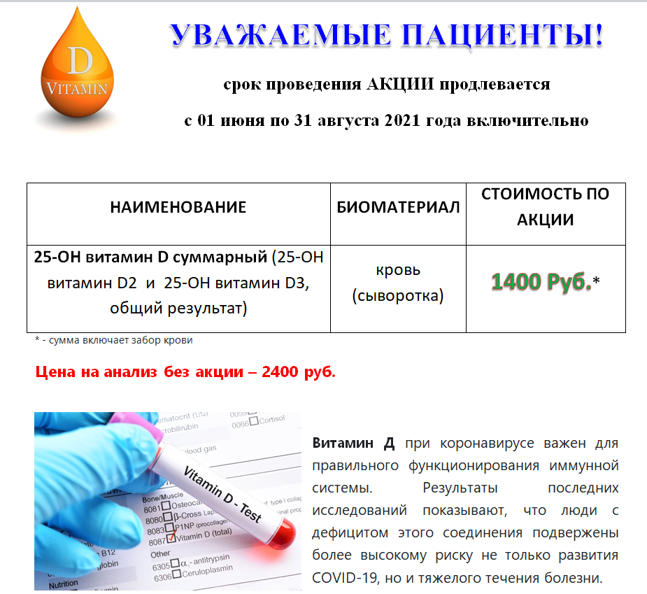 Анализ крови на витамин д3